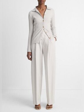 Vince High Waisted Casual Tailored Wide Leg Pants in Salty Glass 10